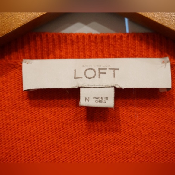 LOFT red/orange textured sweater Medium - Picture 3 of 4